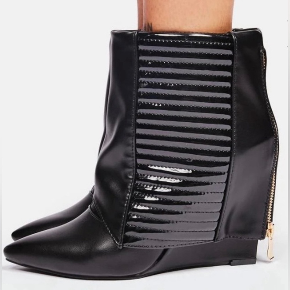 Azalea Wang Vegan Wedge Ankle Booties